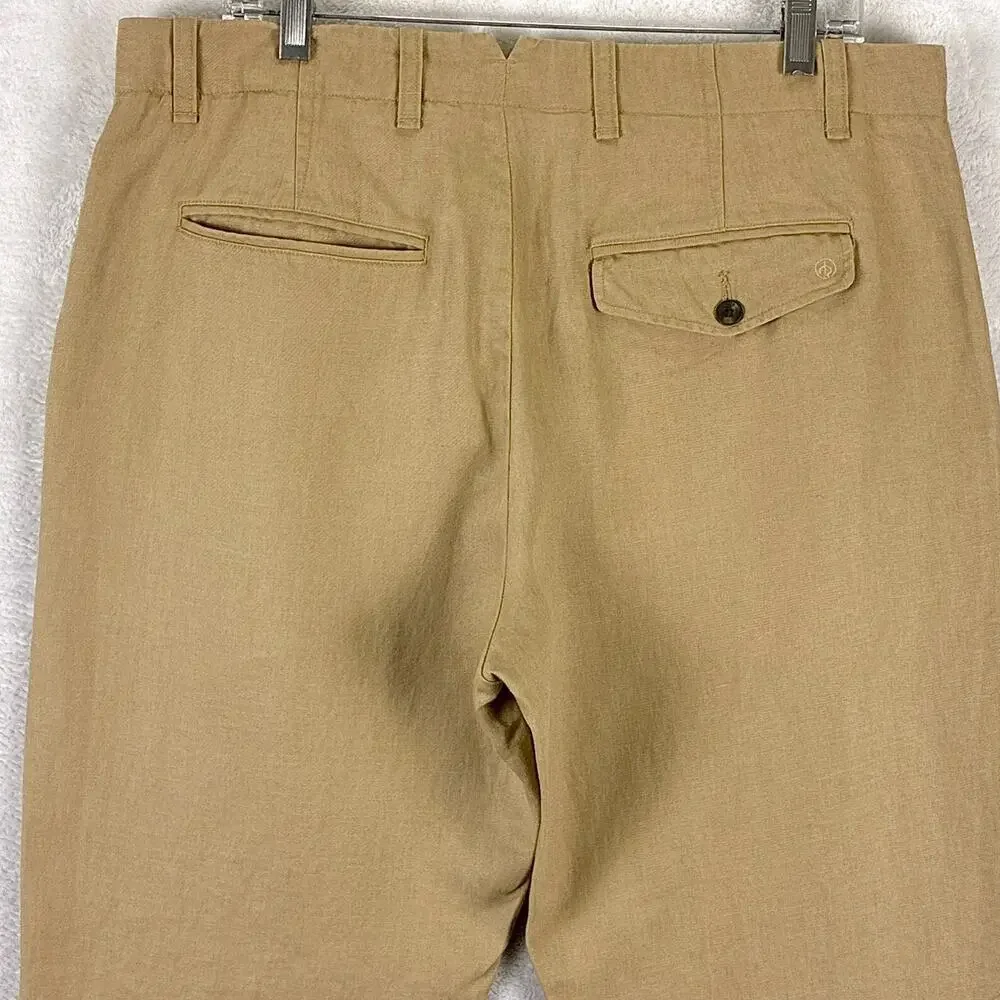 Rag and Bone Pants Mens 34 (36) Tan Linen Trousers Preppy Chino Classic Summer